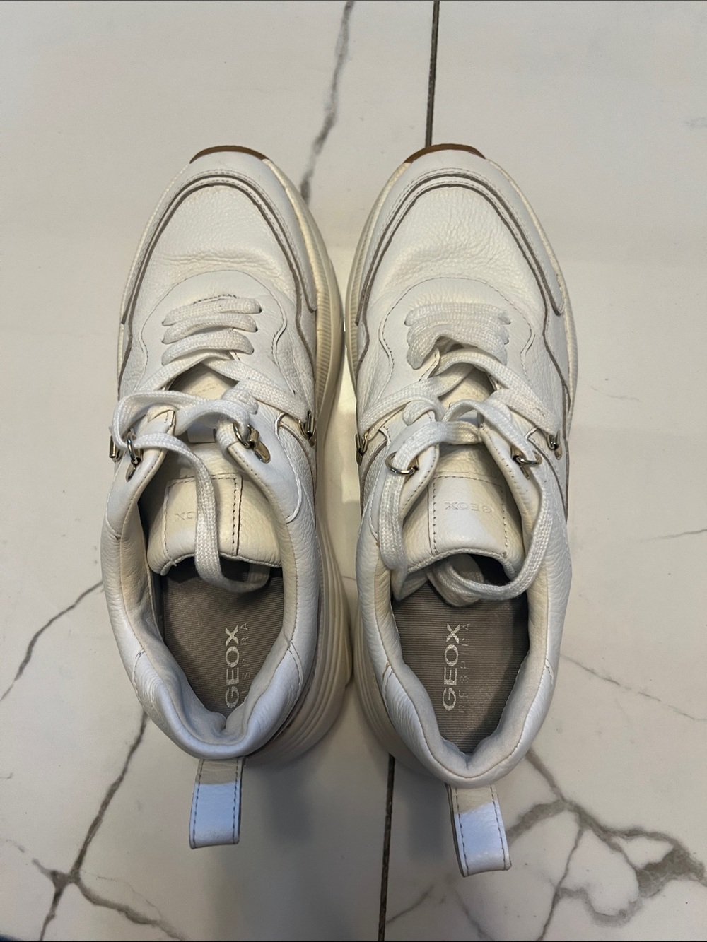 Geox Kids White Leather Chunky Sneaker